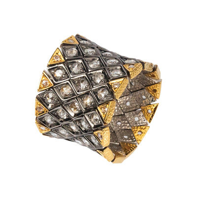 Flexible Ring with Rose-cut Diamonds