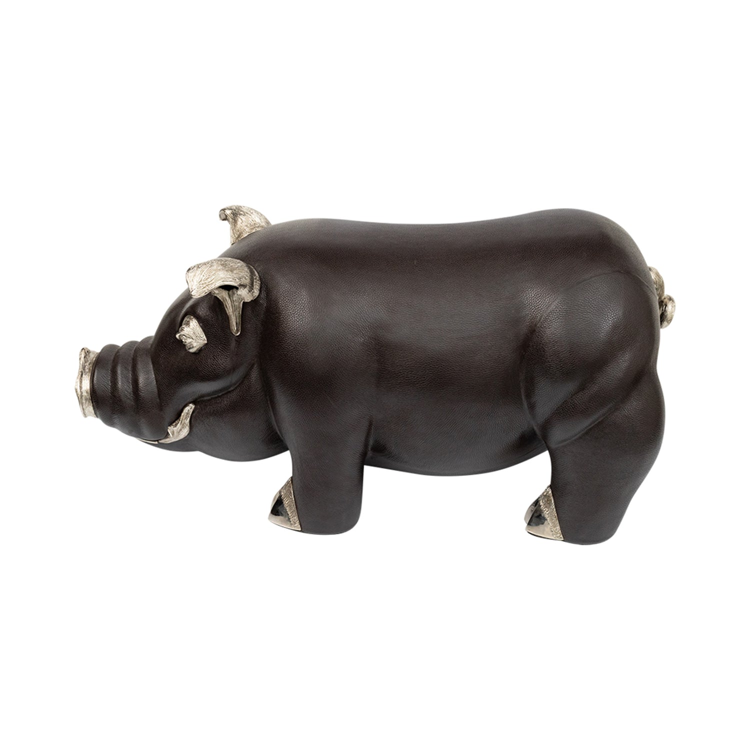 Brown Leather Pig Stool