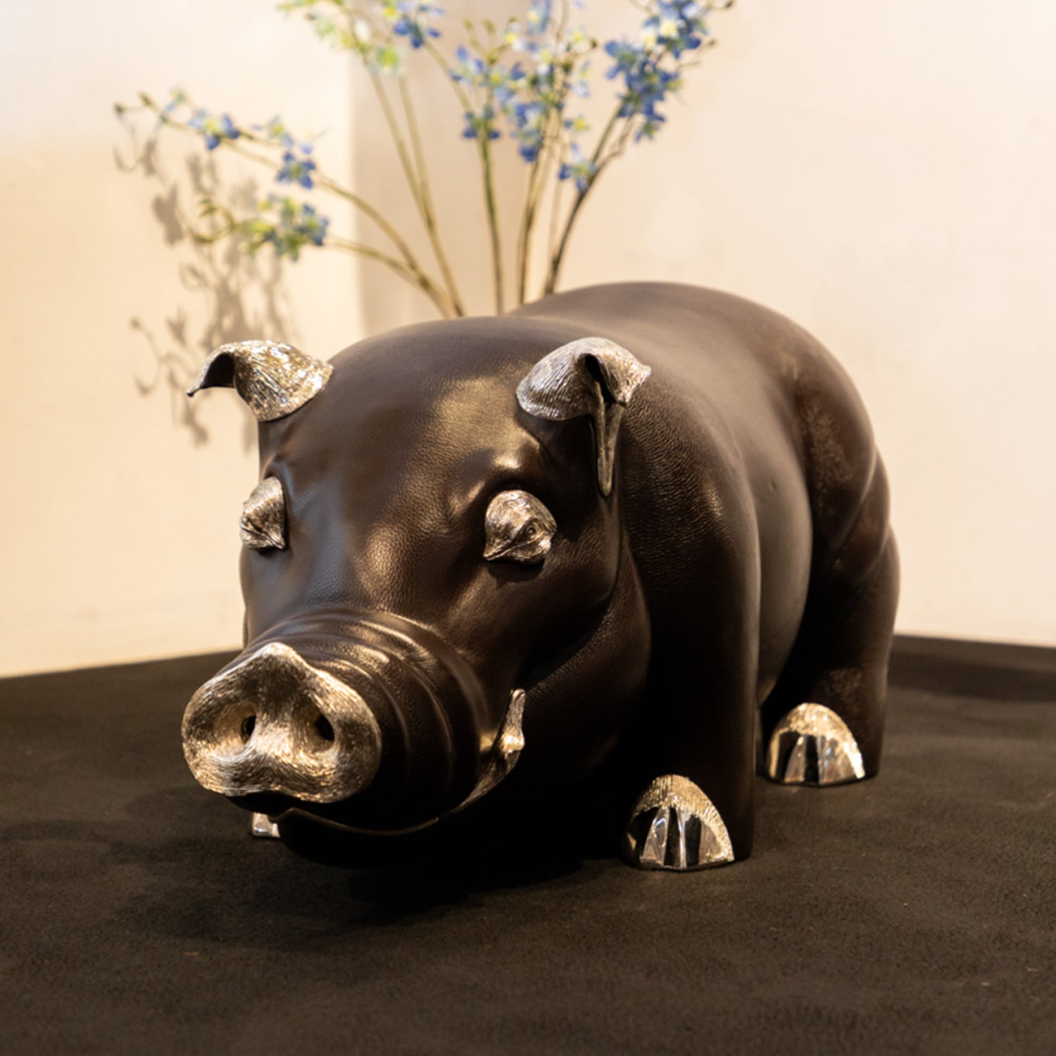 Brown Leather Pig Stool