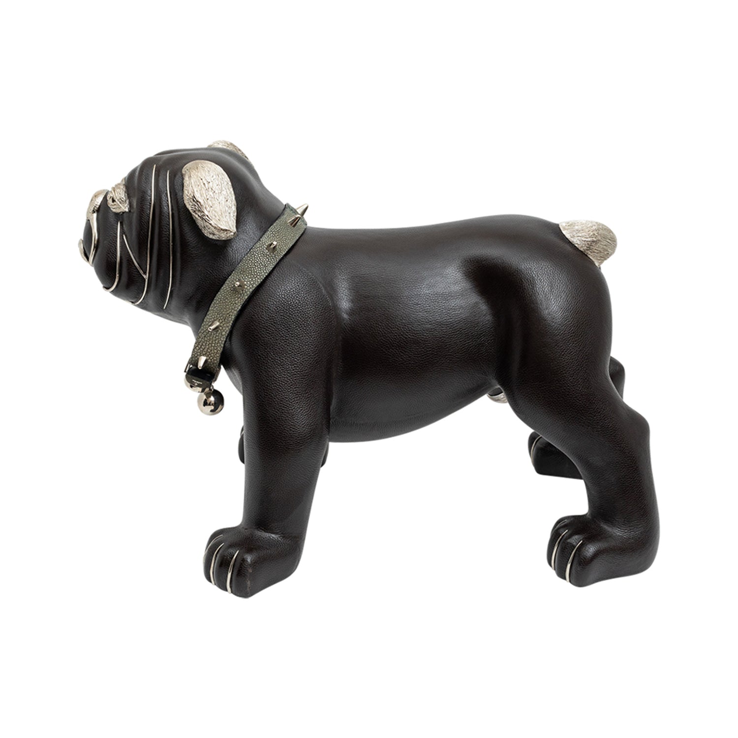 Brown Leather Bulldog Stool