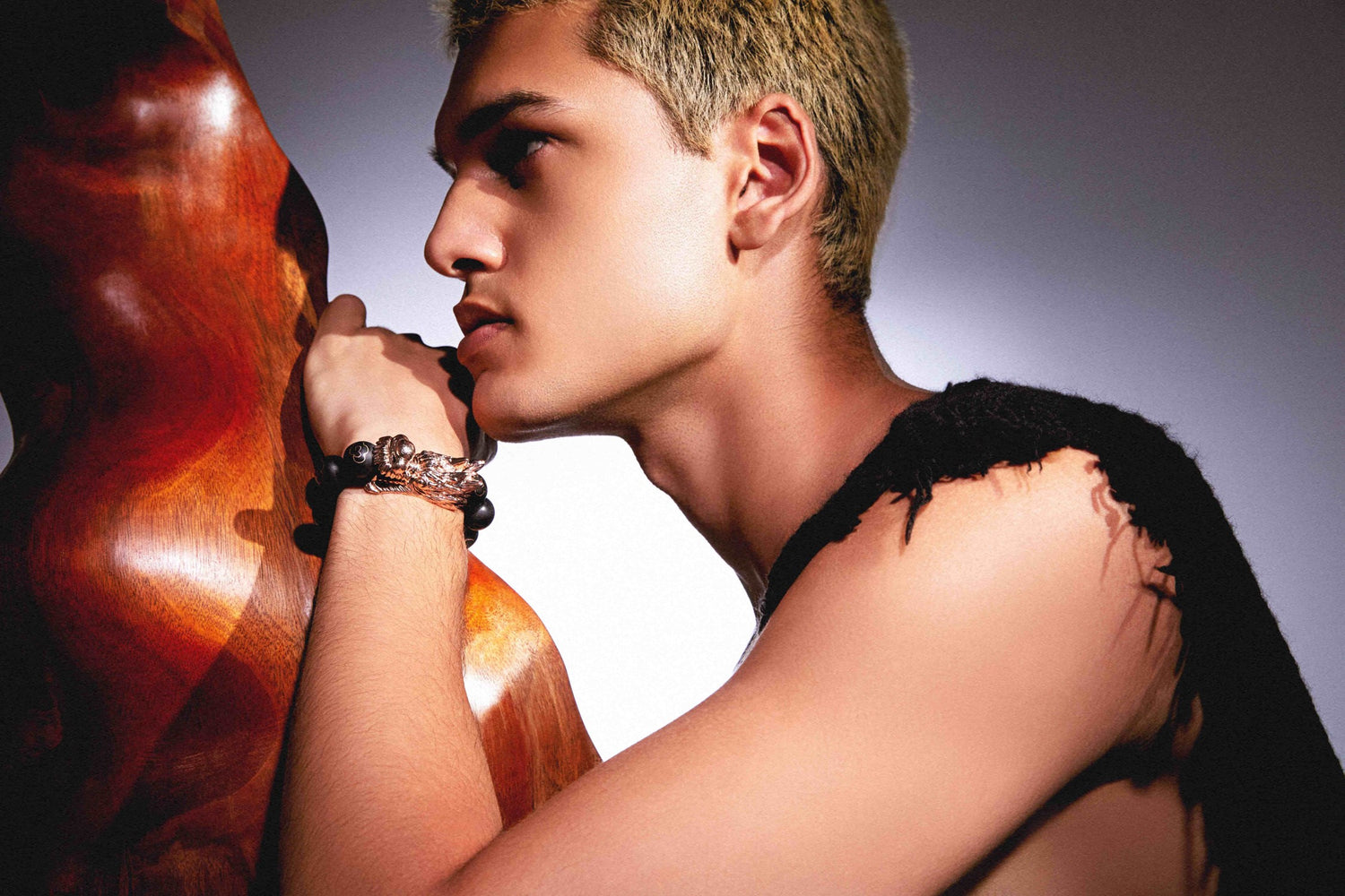 Dragon Bracelet with Gold Inlaid Beads