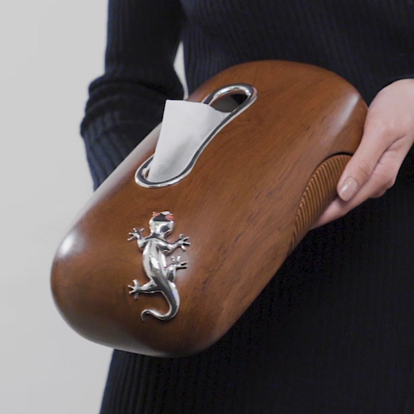 Tissue Box with Silver Lizard