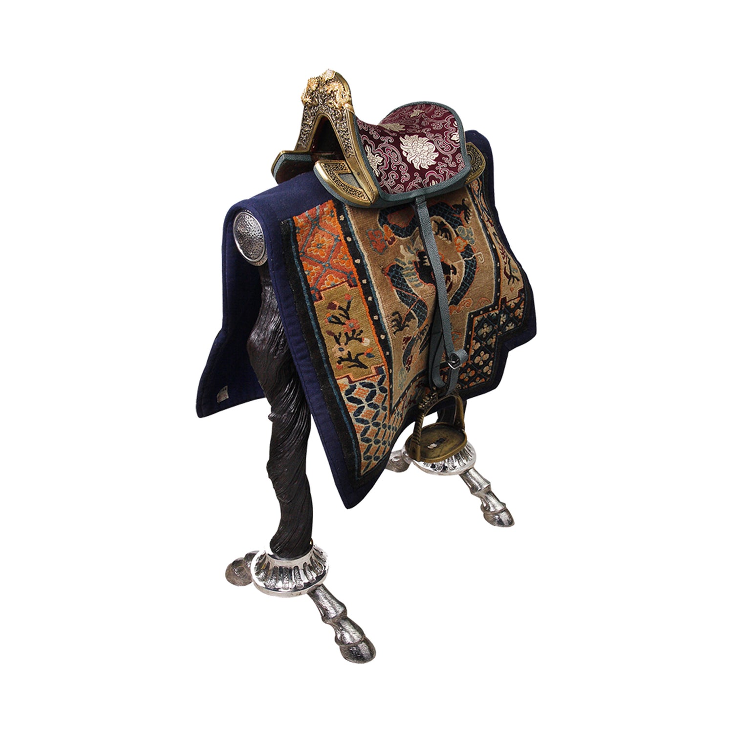 Antique Tibetan Horse Saddle with Diamonds