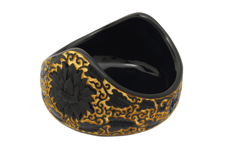 Black Lacquer Bowl with Gold Leaf
