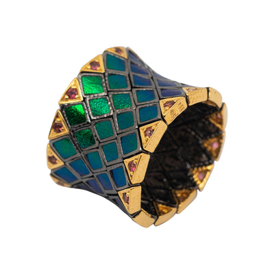 Scarab Flexible Ring with Pink Tourmalines