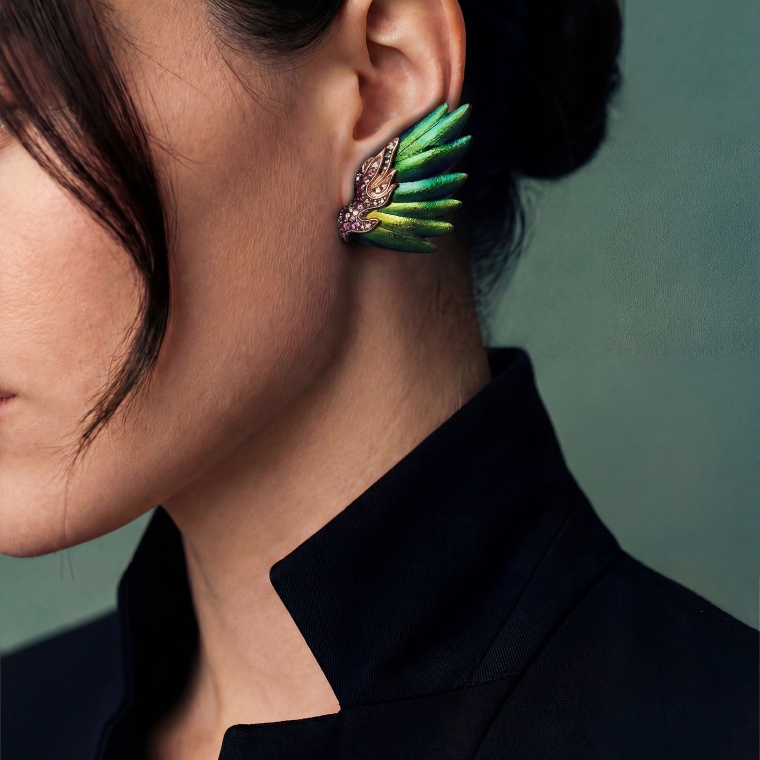 Scarab Earrings with Diamonds and Pink Tourmaline