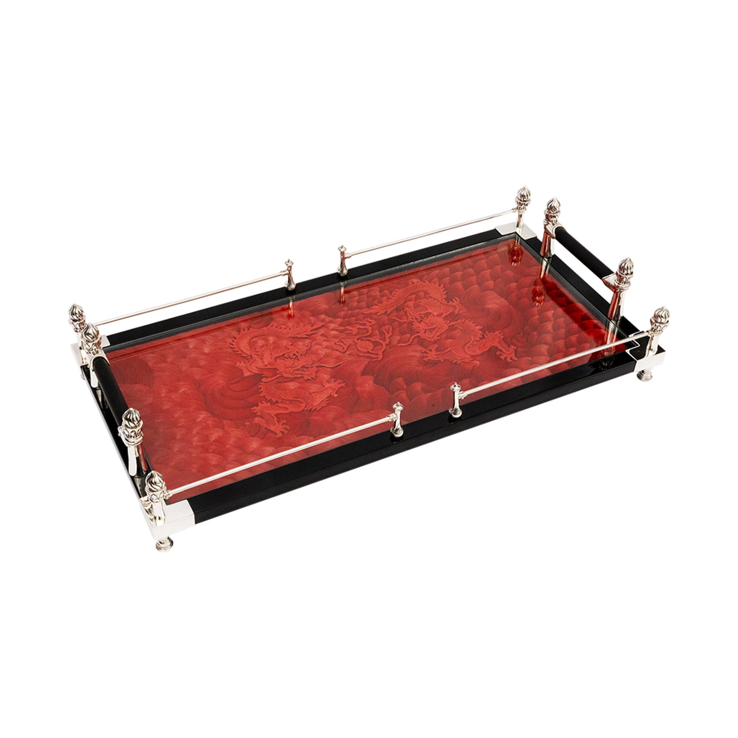 The Pearl Chasing Dragons Lacquer Tray (S)