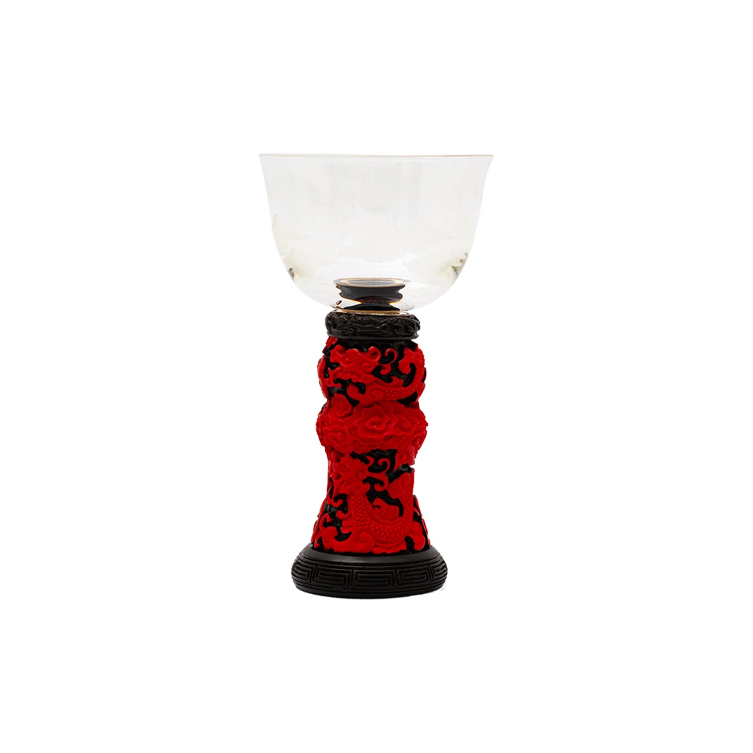 Crystal Goblet Set with Red Lacquer Base (3pcs/set)