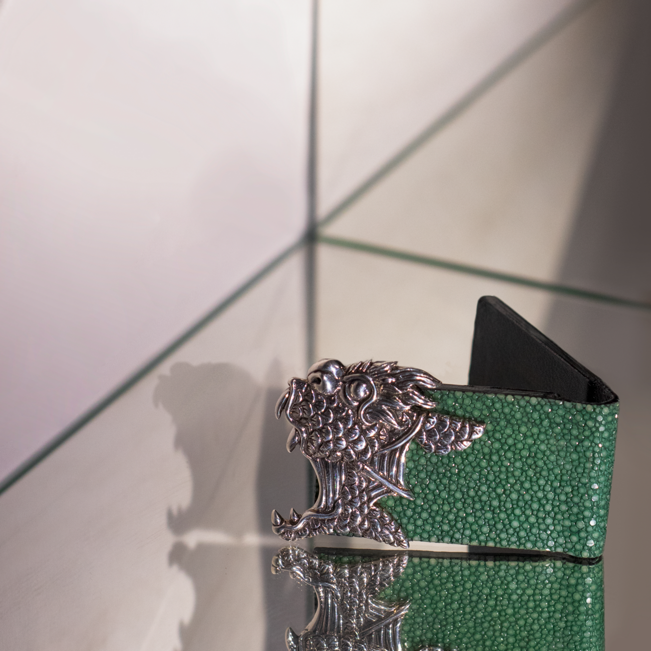 Galuchat Leather Money Clip with Dragon Fish