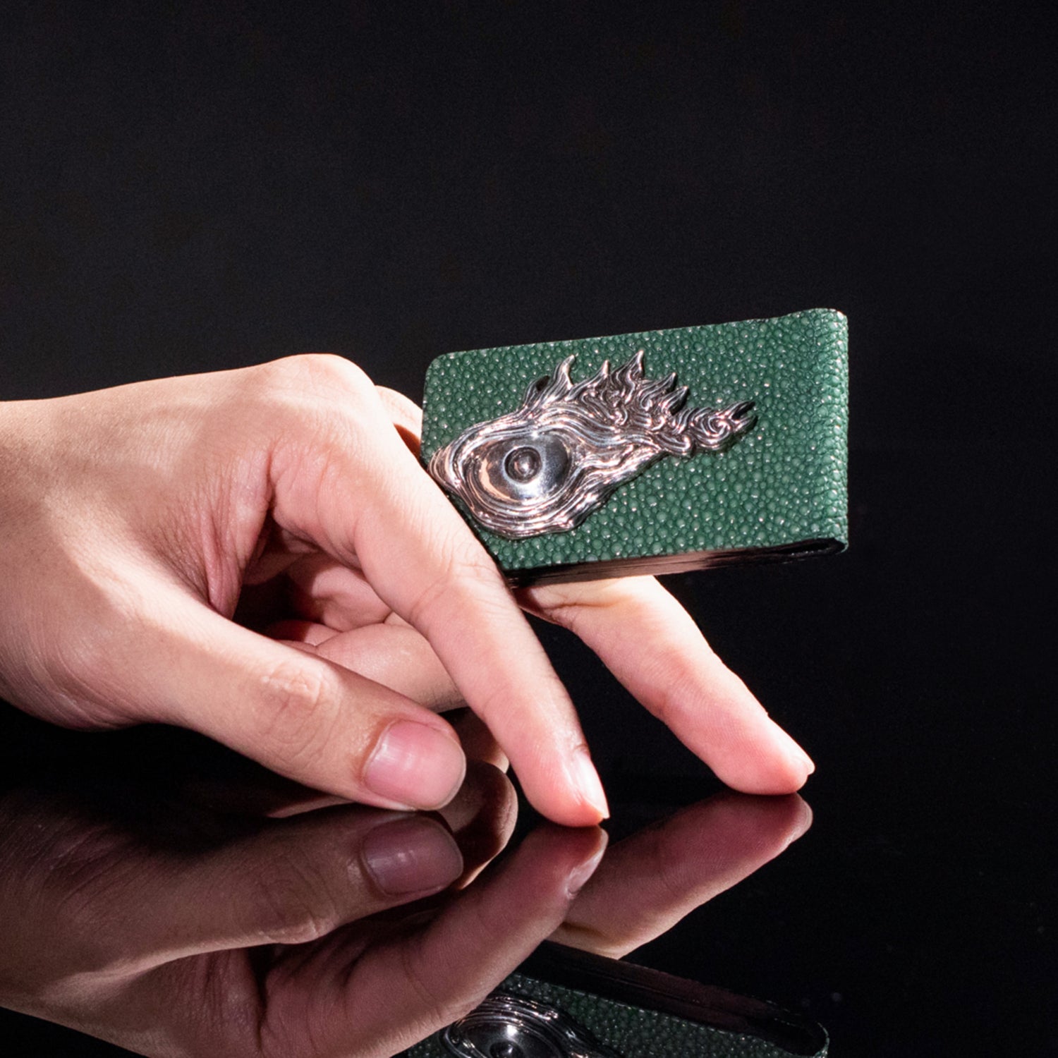 Galuchat Leather Money Clip with Dragon Fish Eye