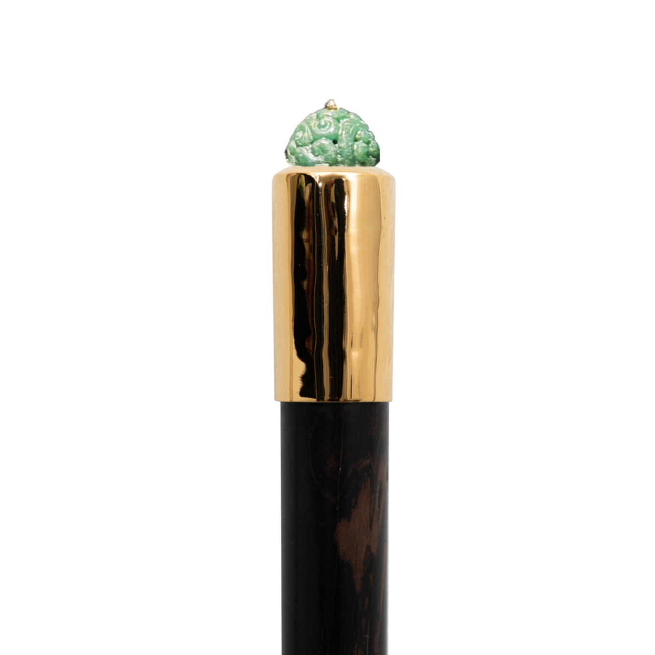 Nephrite & Gold Mounted Ebony Walking Stick