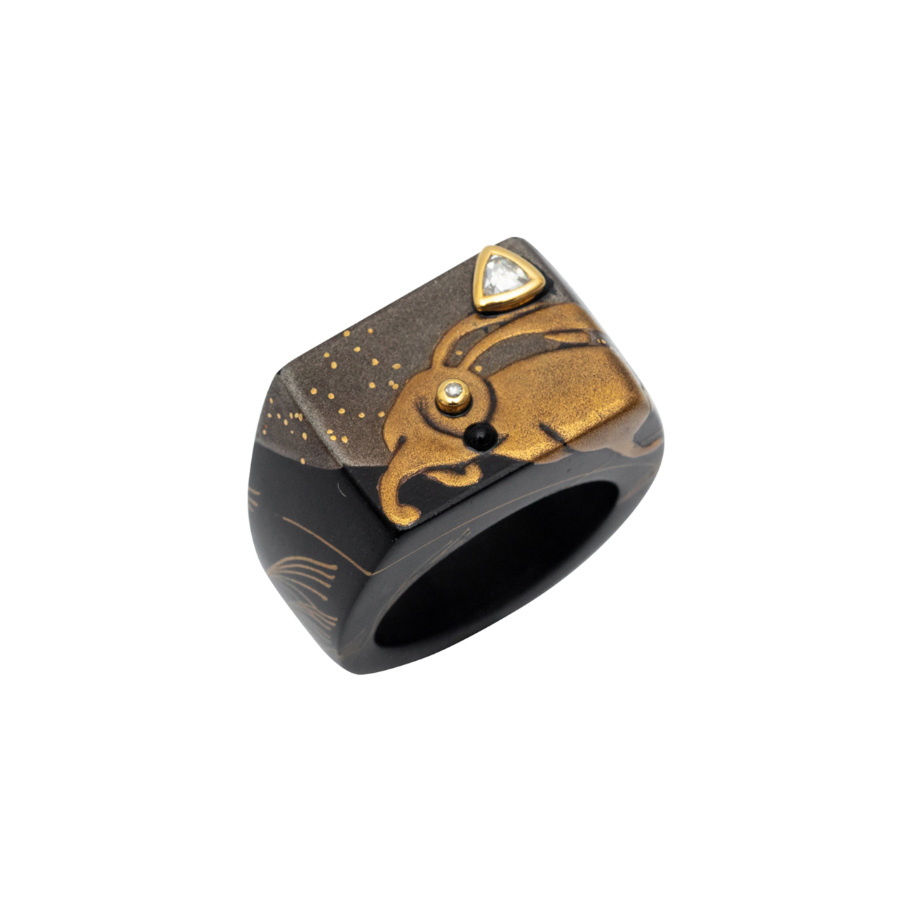 Rabbit Maki-e Lacquer Ring