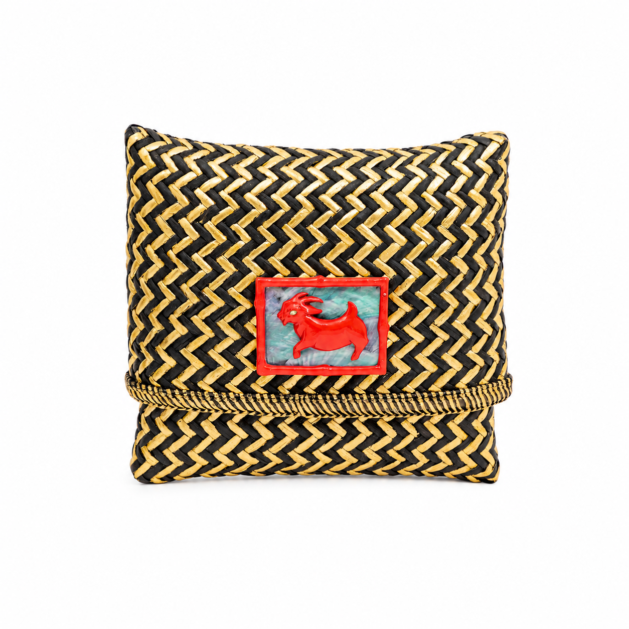 Tropical Woven Rattan Bags with Chinese Zodiac - Goat