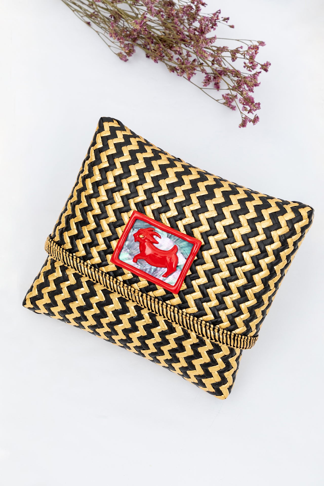 Tropical Woven Rattan Bags with Chinese Zodiac - Goat