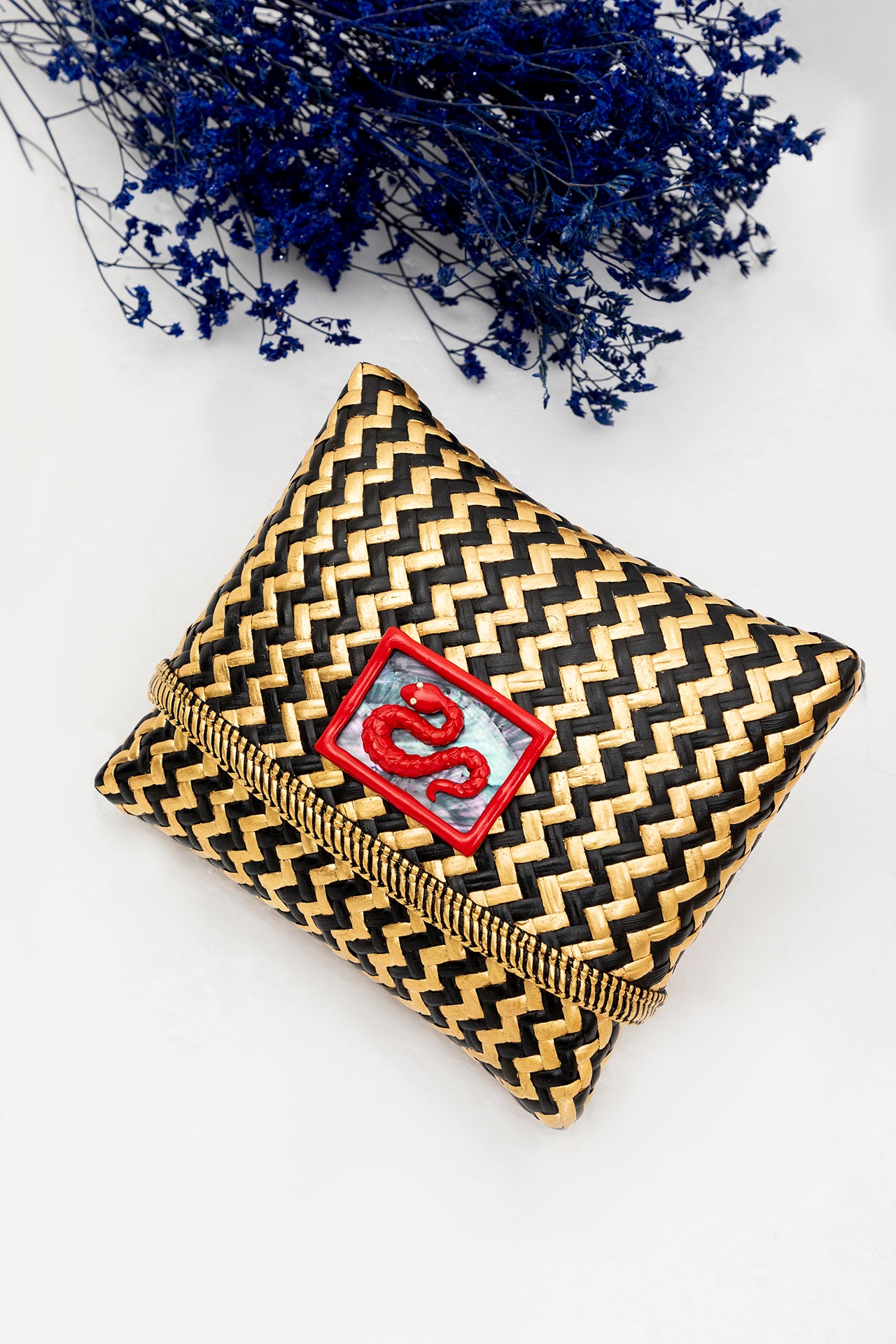 Tropical Woven Rattan Bags with Chinese Zodiac - Snake