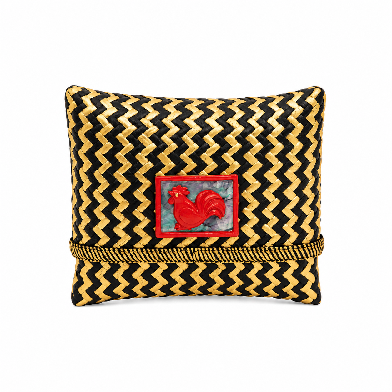 Tropical Woven Rattan Bags with Chinese Zodiac - Rooster