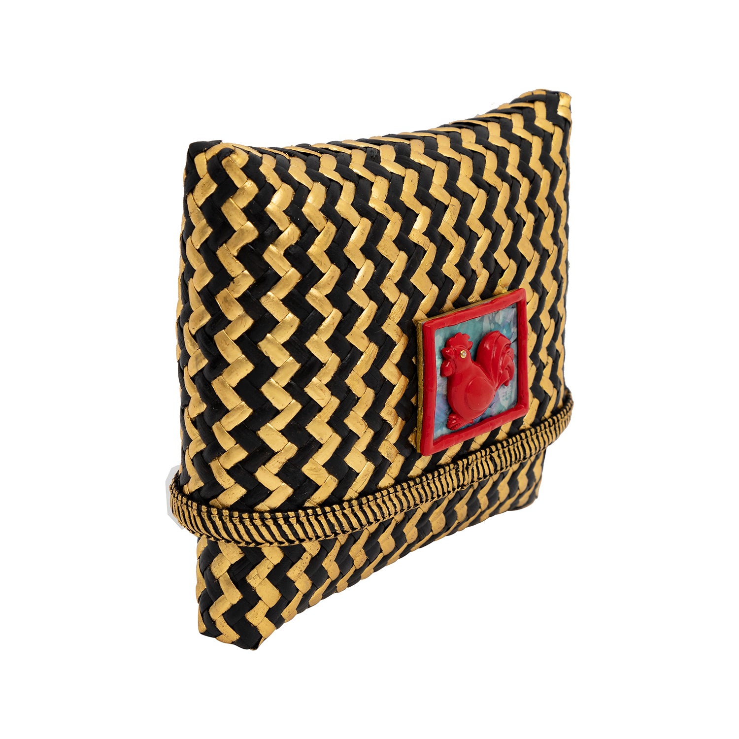 Tropical Woven Rattan Bags with Chinese Zodiac - Rooster