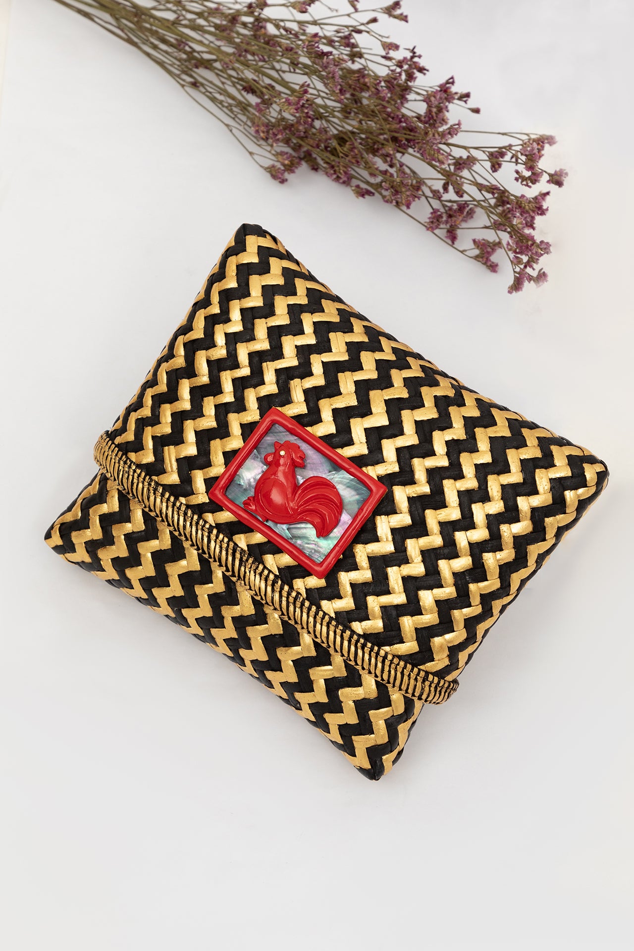 Tropical Woven Rattan Bags with Chinese Zodiac - Rooster