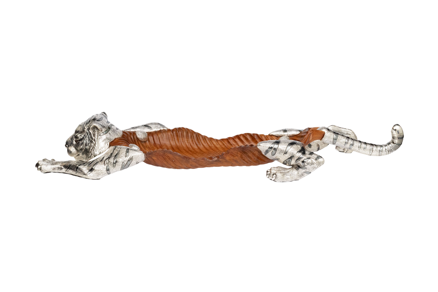 Preying Tiger Carved Leaf Sculpture/Bowl