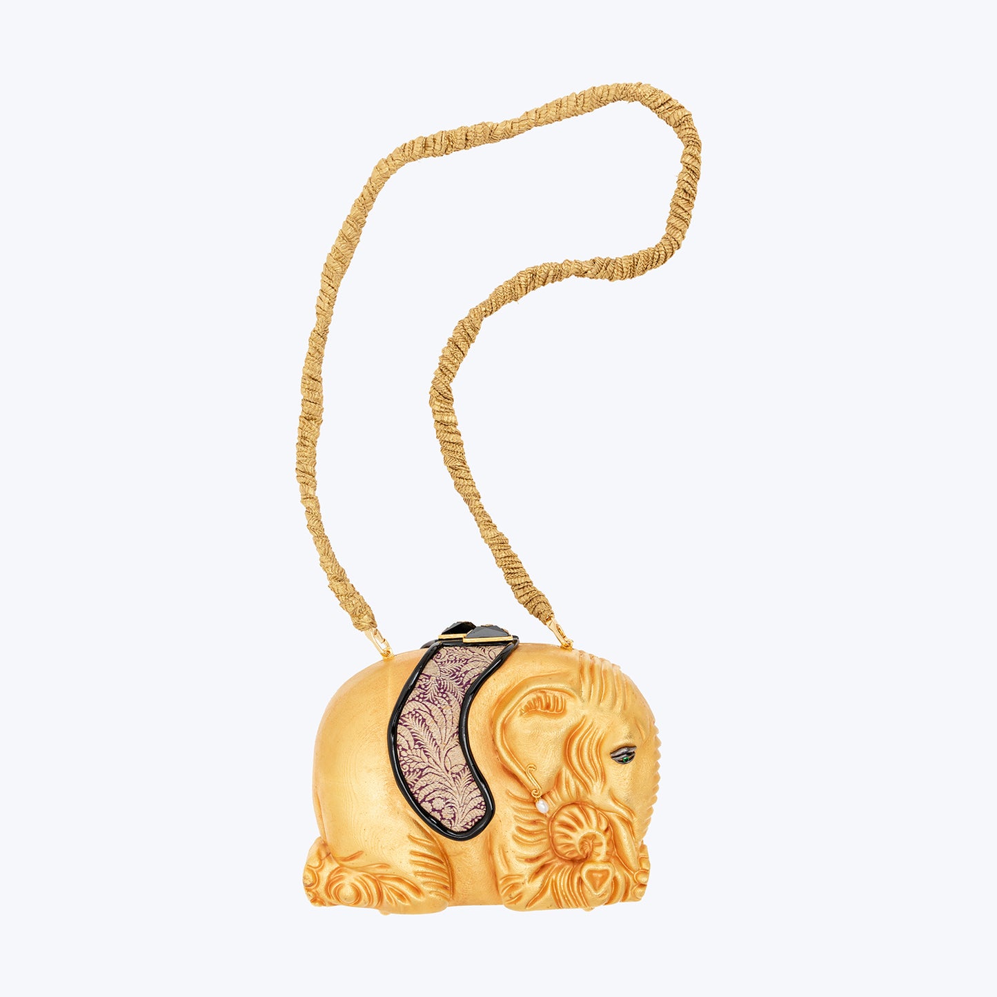Golden Elephant Handbag with Tsavorite , Onyx and Pearl