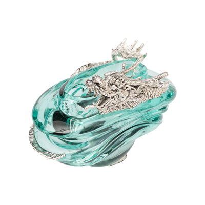 Glass Container with Silver Dragon