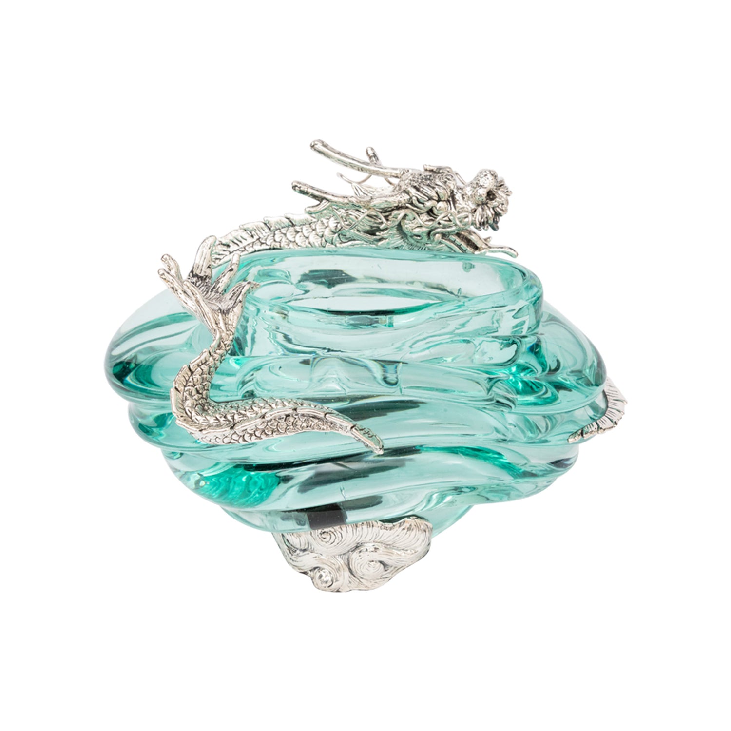 Glass Container with Silver Dragon