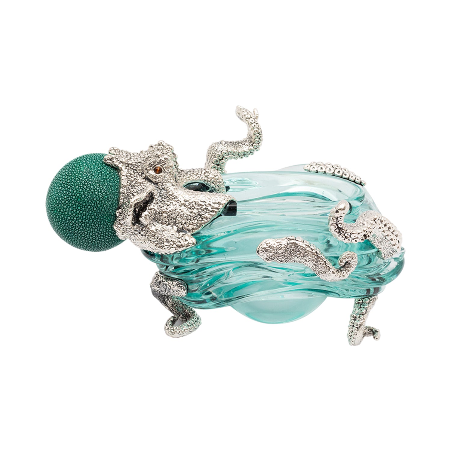 Glass Bowl with Silver Octopus