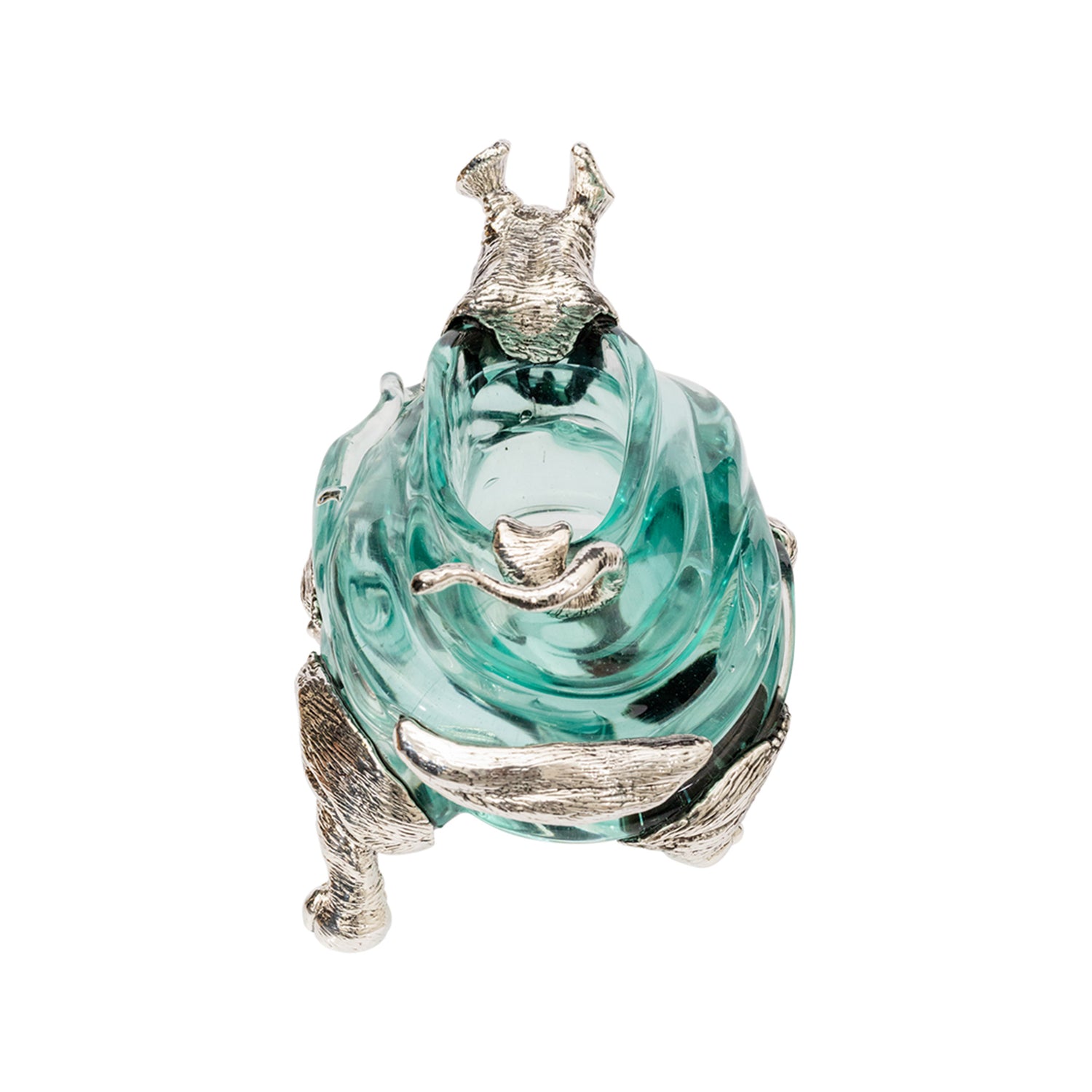 Glass Bowl with Silver Rhino