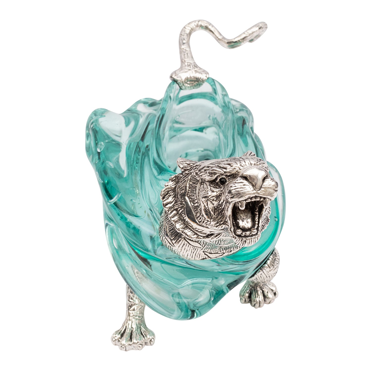 Glass Container with Silver Tiger