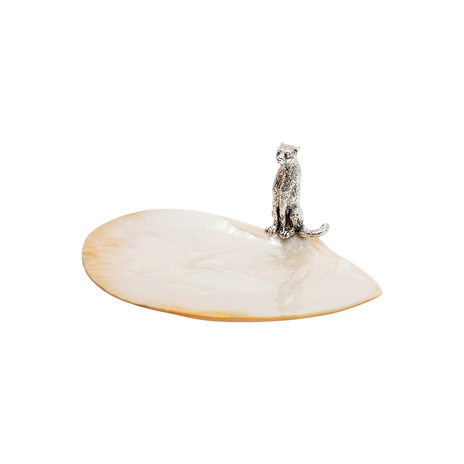 Mother of Pearl Plate with Silver Cheetah