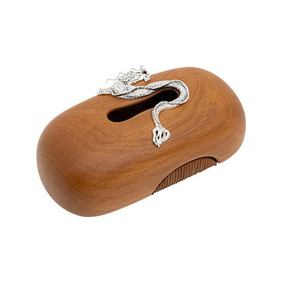 Tissue Box with Silver Dragon