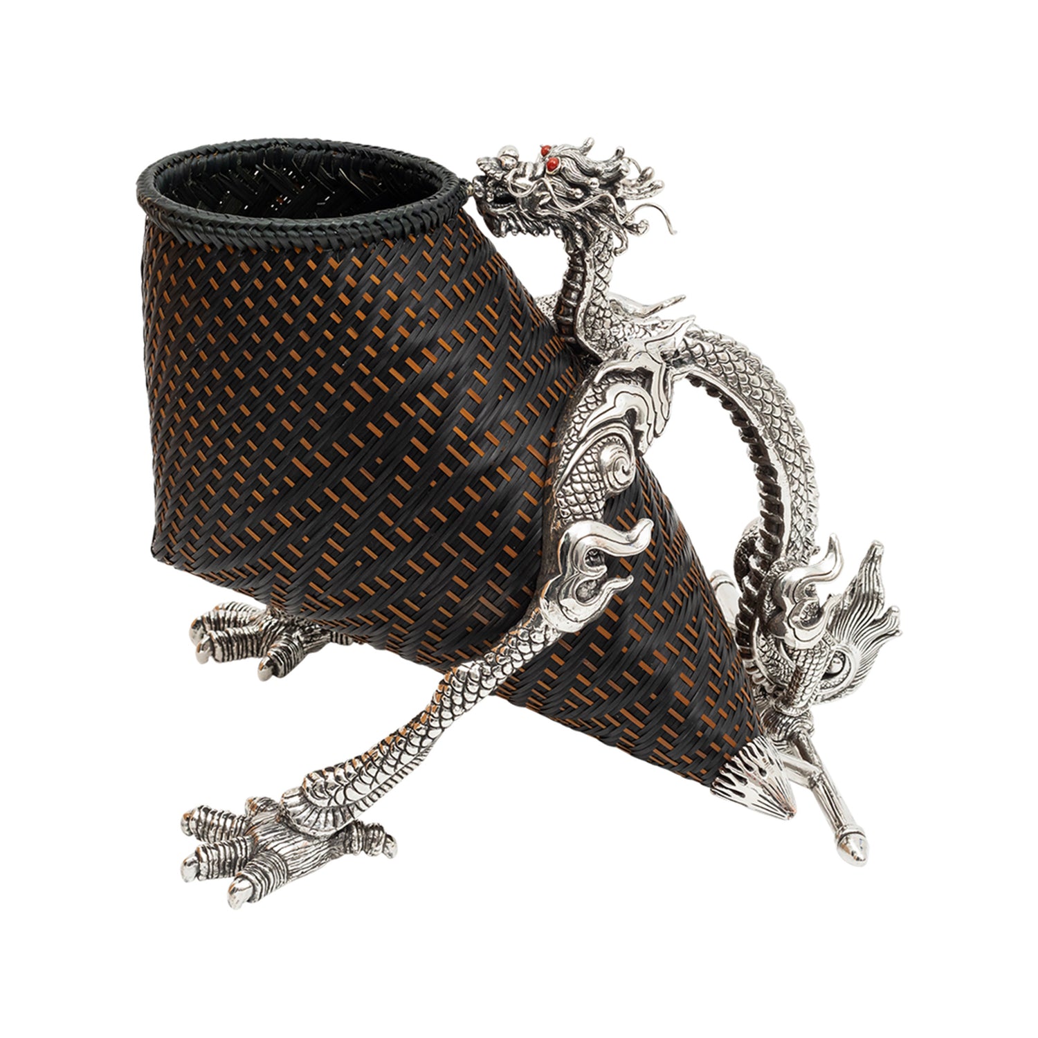 Sterling Silver Dragon Rattan Wine Basket