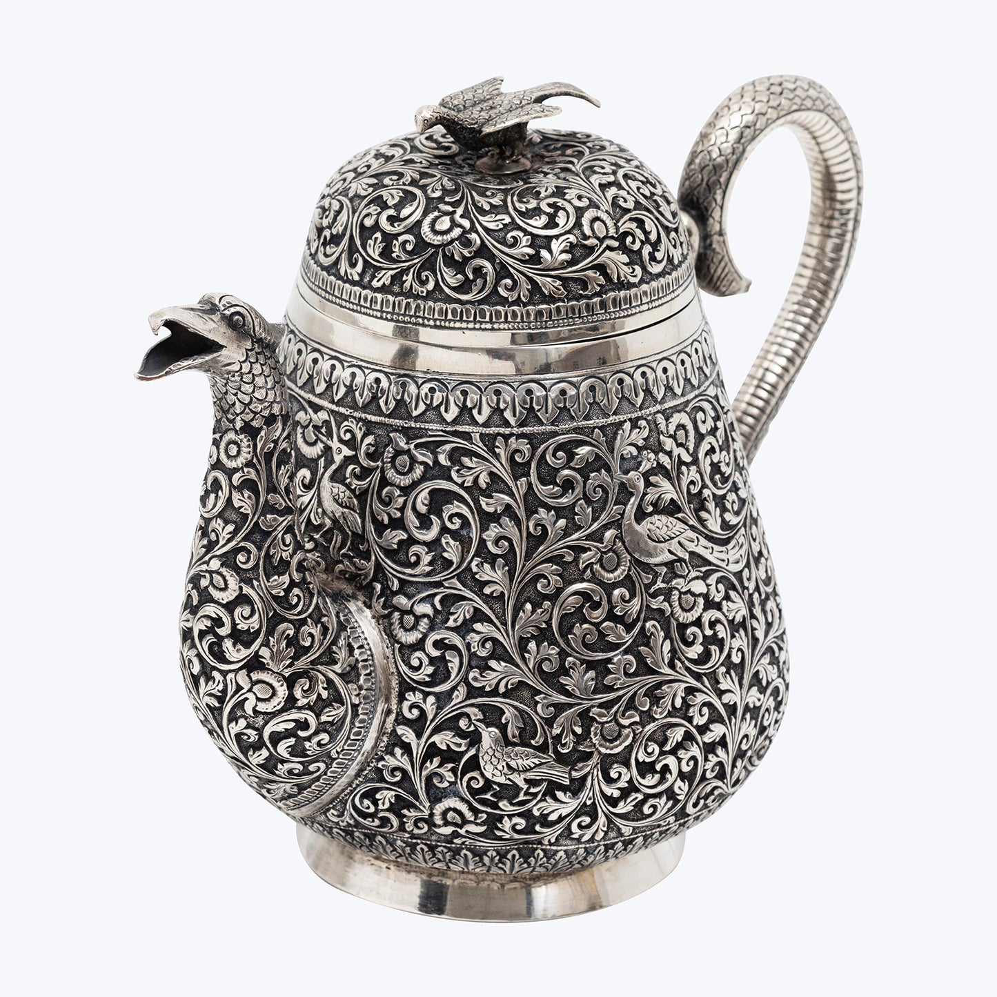 Antique Indian Kutch Silver Tea Pot (Circa 1850-1880)