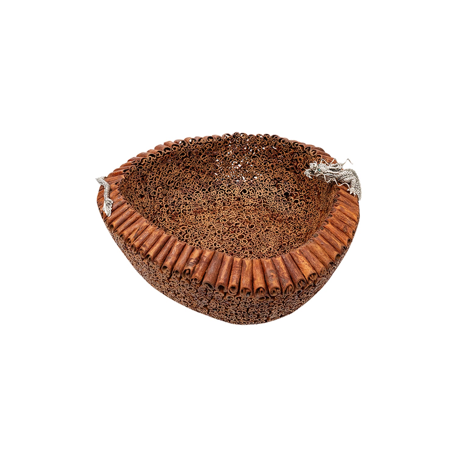 Cinnamon Bowl with Sterling Silver Dragon (S)
