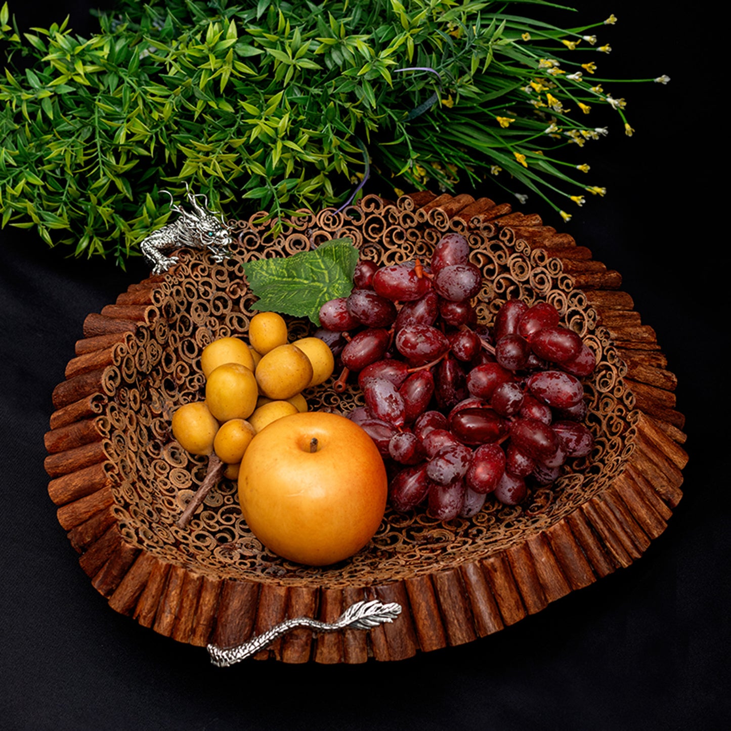 Cinnamon Bowl with Sterling Silver Dragon (S)