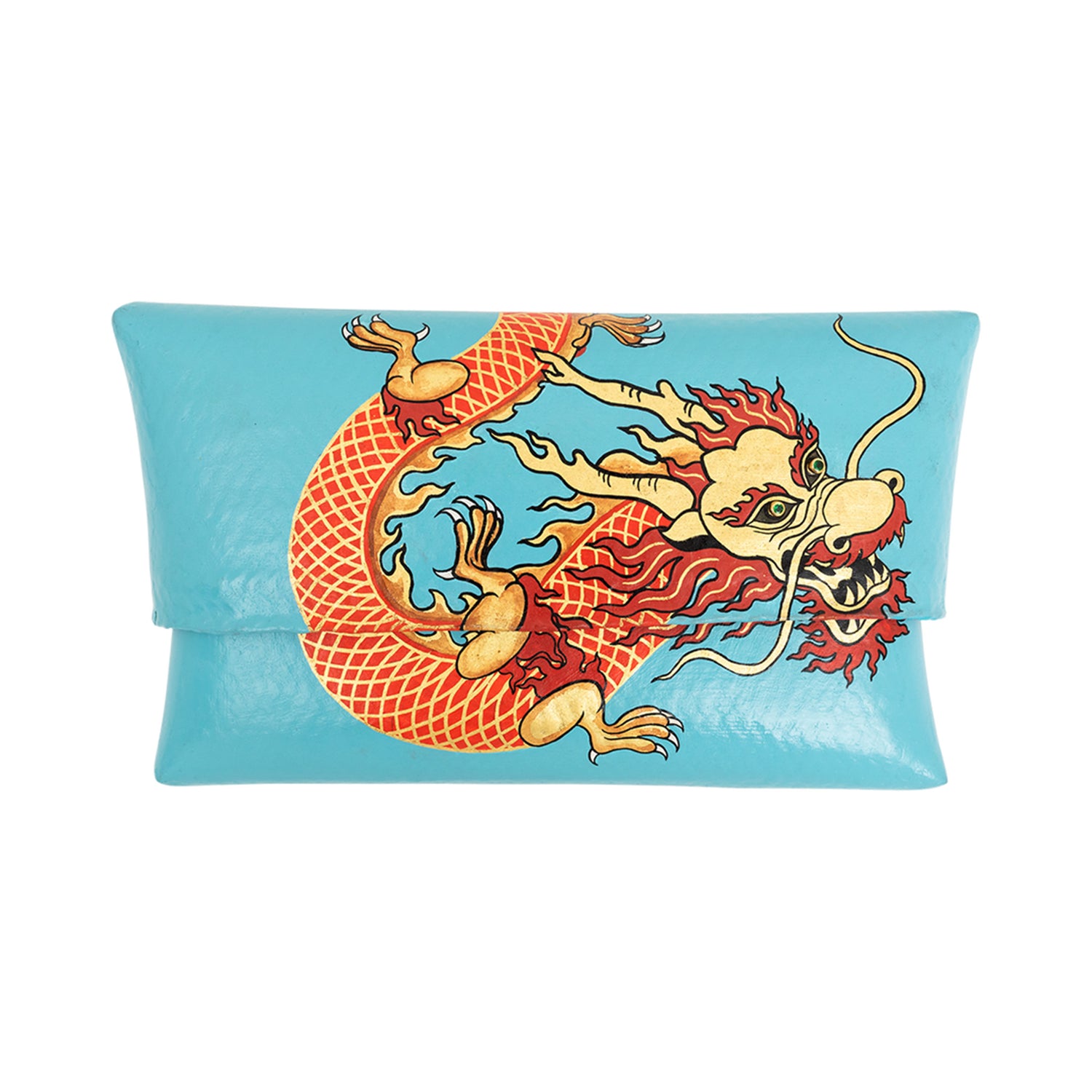 Bamboo Clutch with Hand-Painted Dragon and Tsavorite