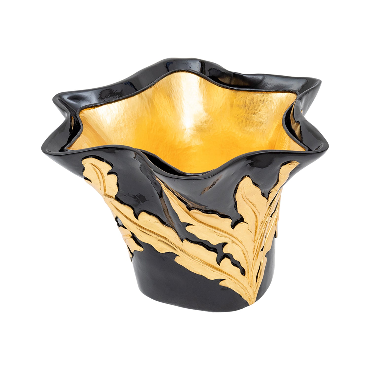 Carved Teak Champagne Bucket with Copper and Goldleaf