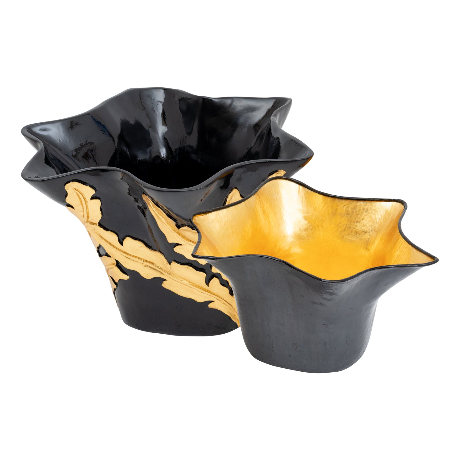 Carved Teak Champagne Bucket with Copper and Goldleaf