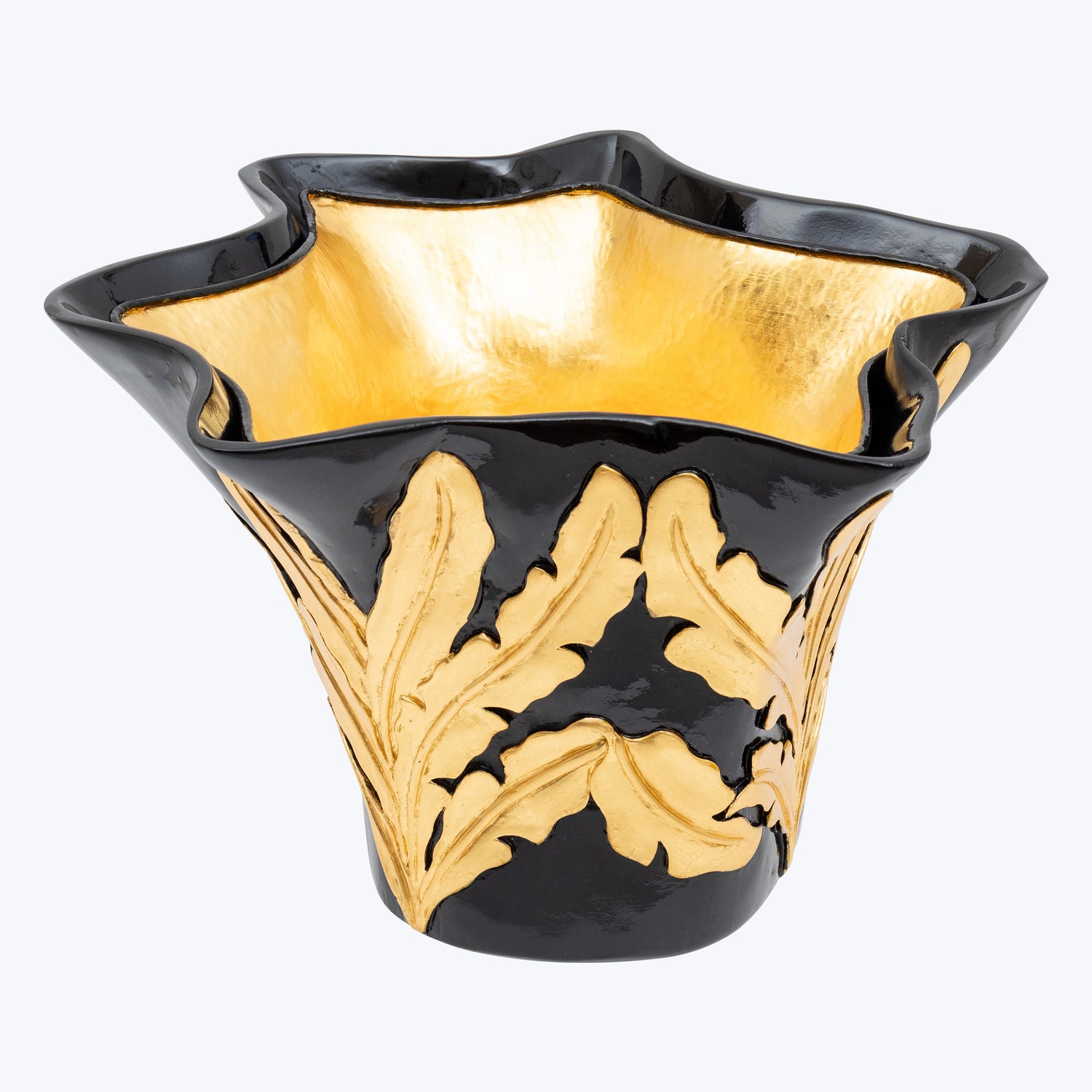Carved Teak Champagne Bucket with Copper and Goldleaf