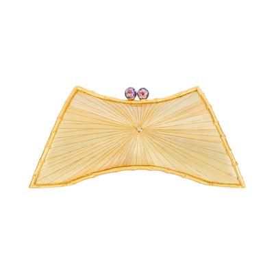 Marquetry Saddle Clutch Bag with Cloisonne and Diamond