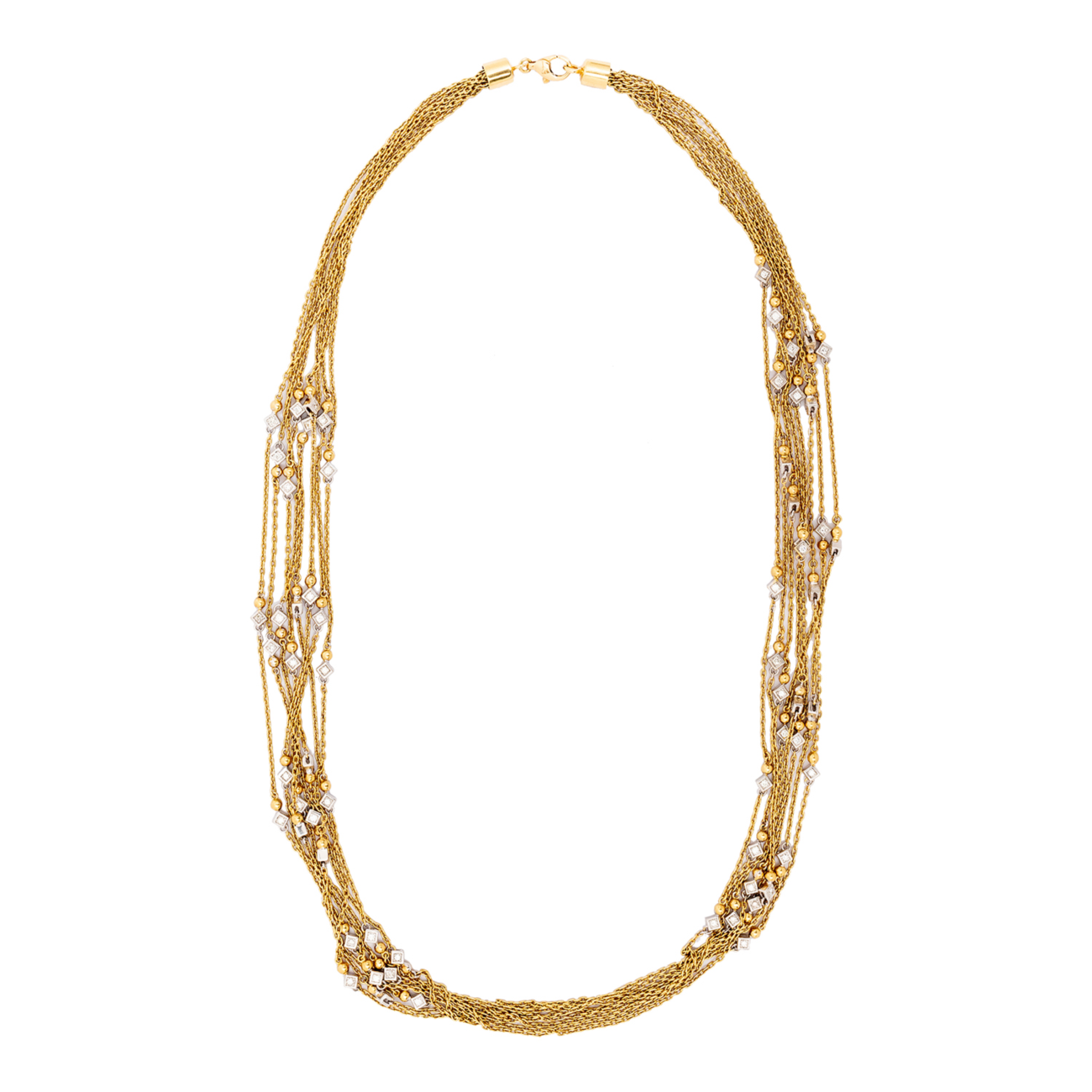 Vintage Multi-Strand Gold Chain with Diamonds
