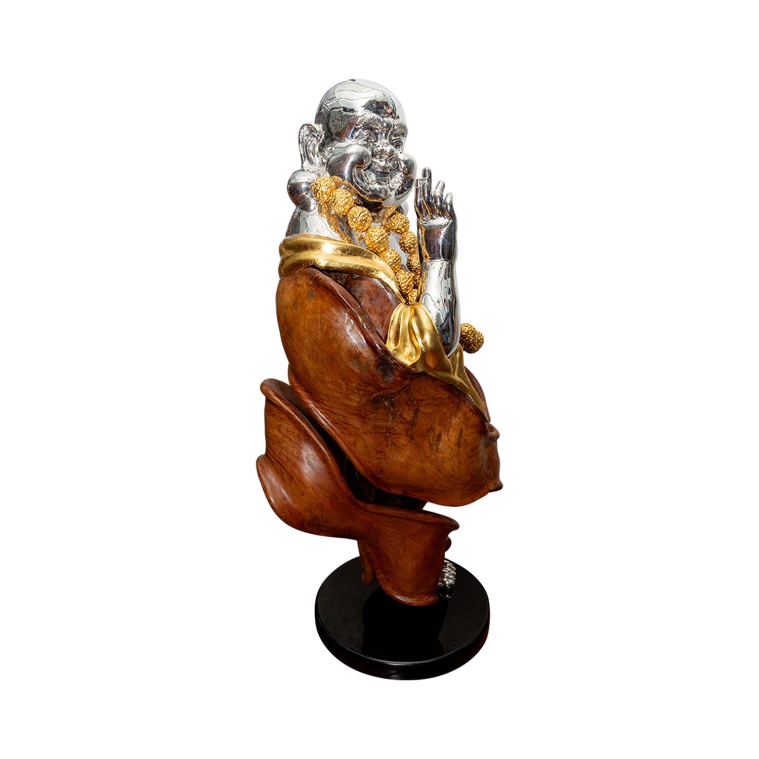 Teak Root Wood Happy Monk Sculpture