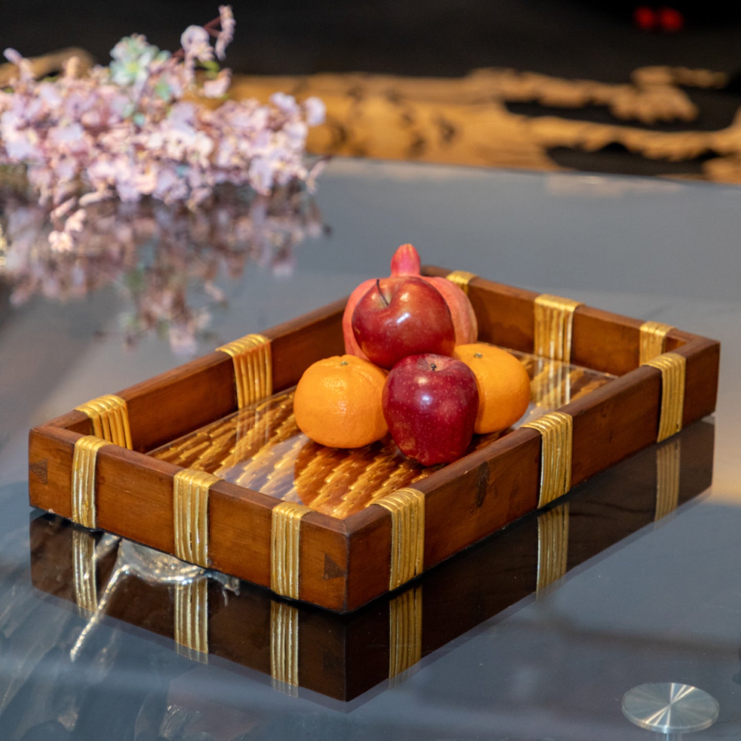 Rattan Tray with Gold Leaf
