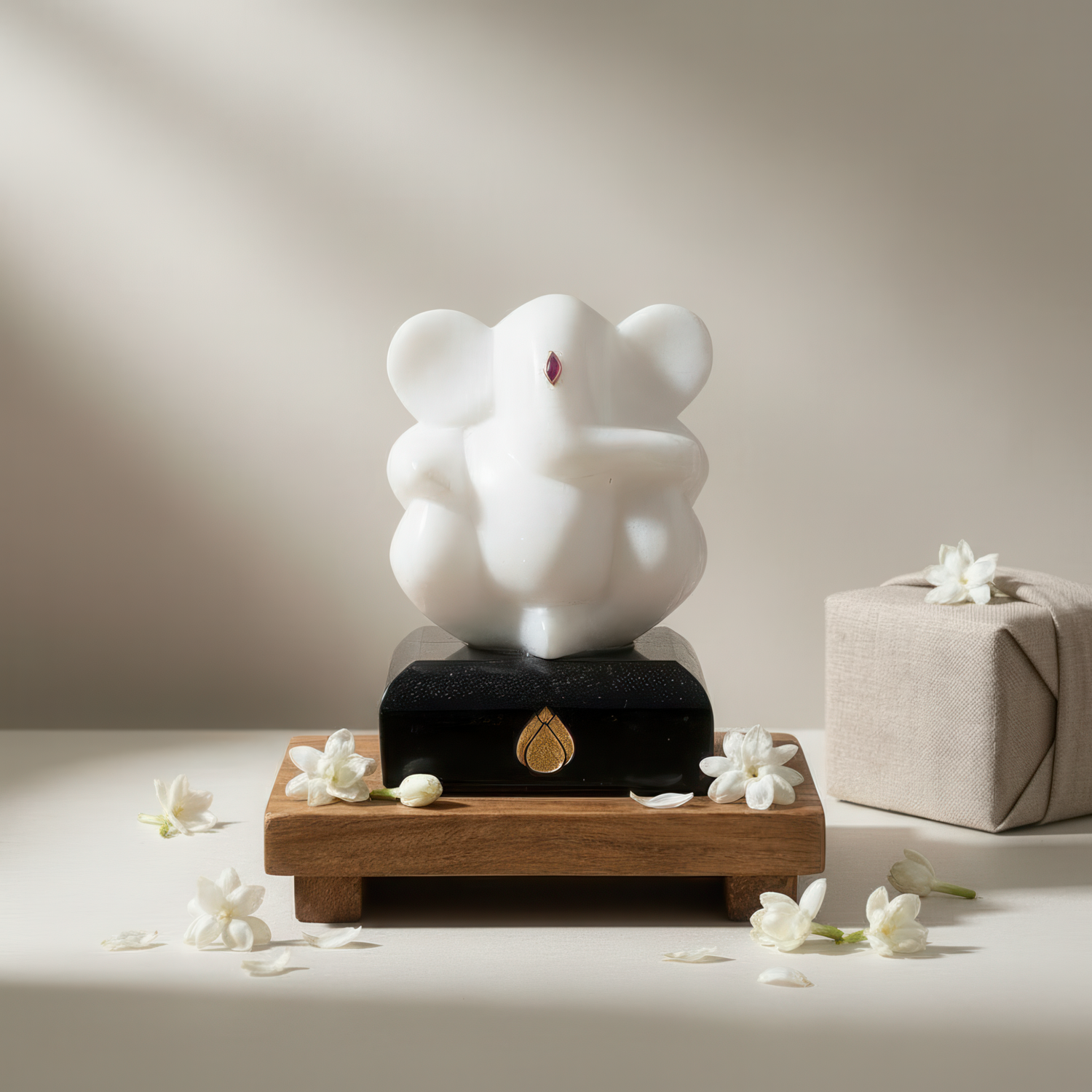 Blessings of Prosperity – White Marble Ganesha