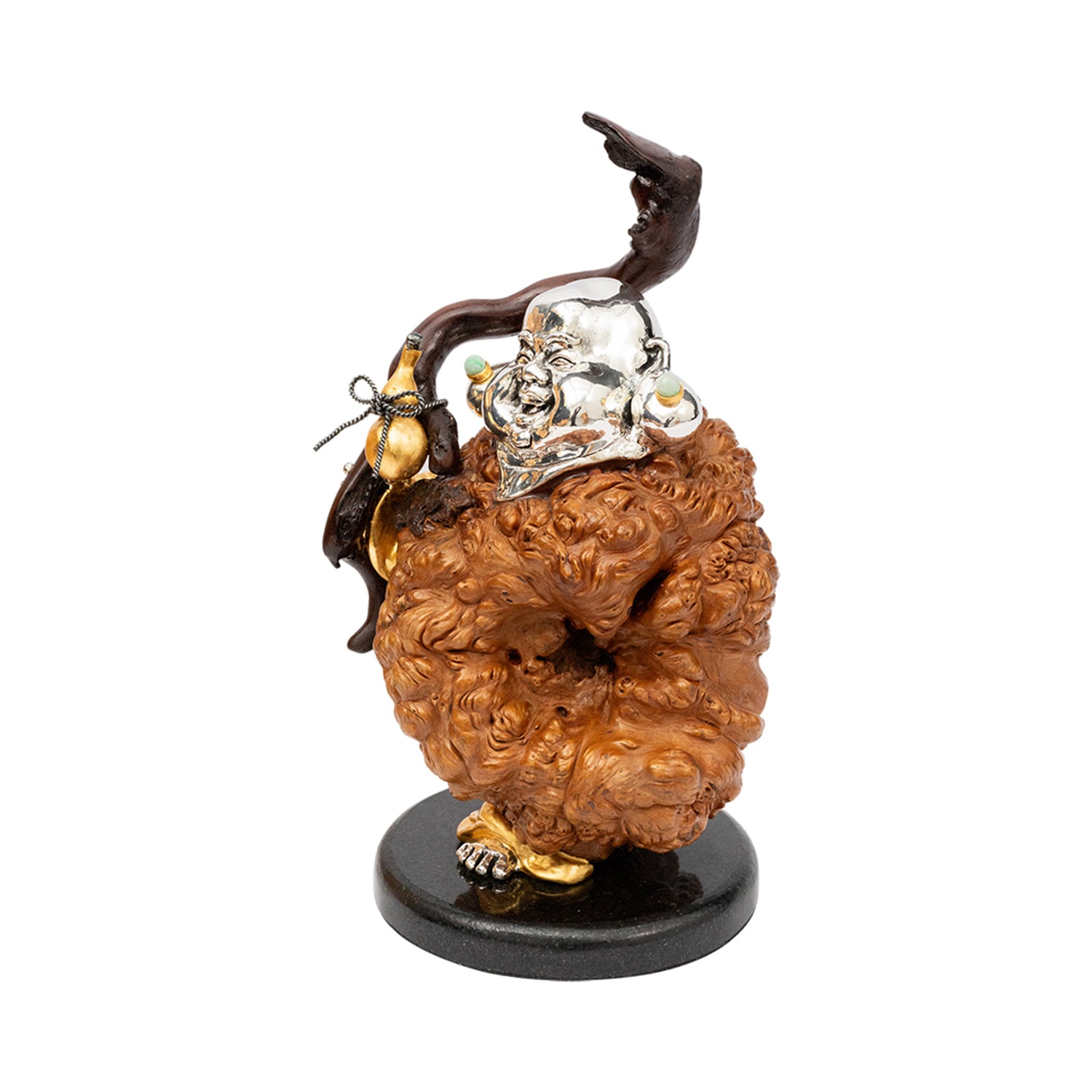 Burl Wood Happy Monk with Sceptre