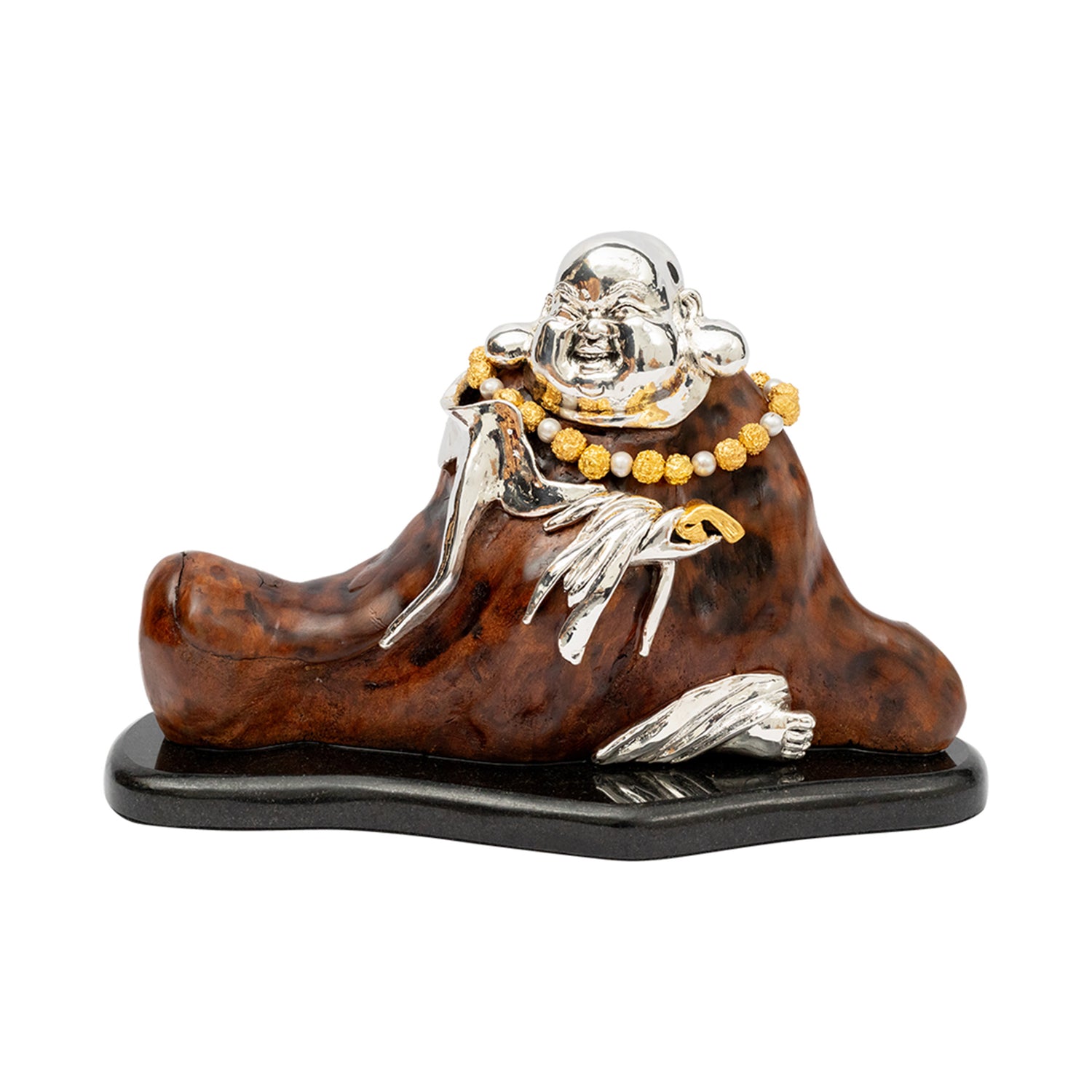 Burl Wood Happy Monk with Book