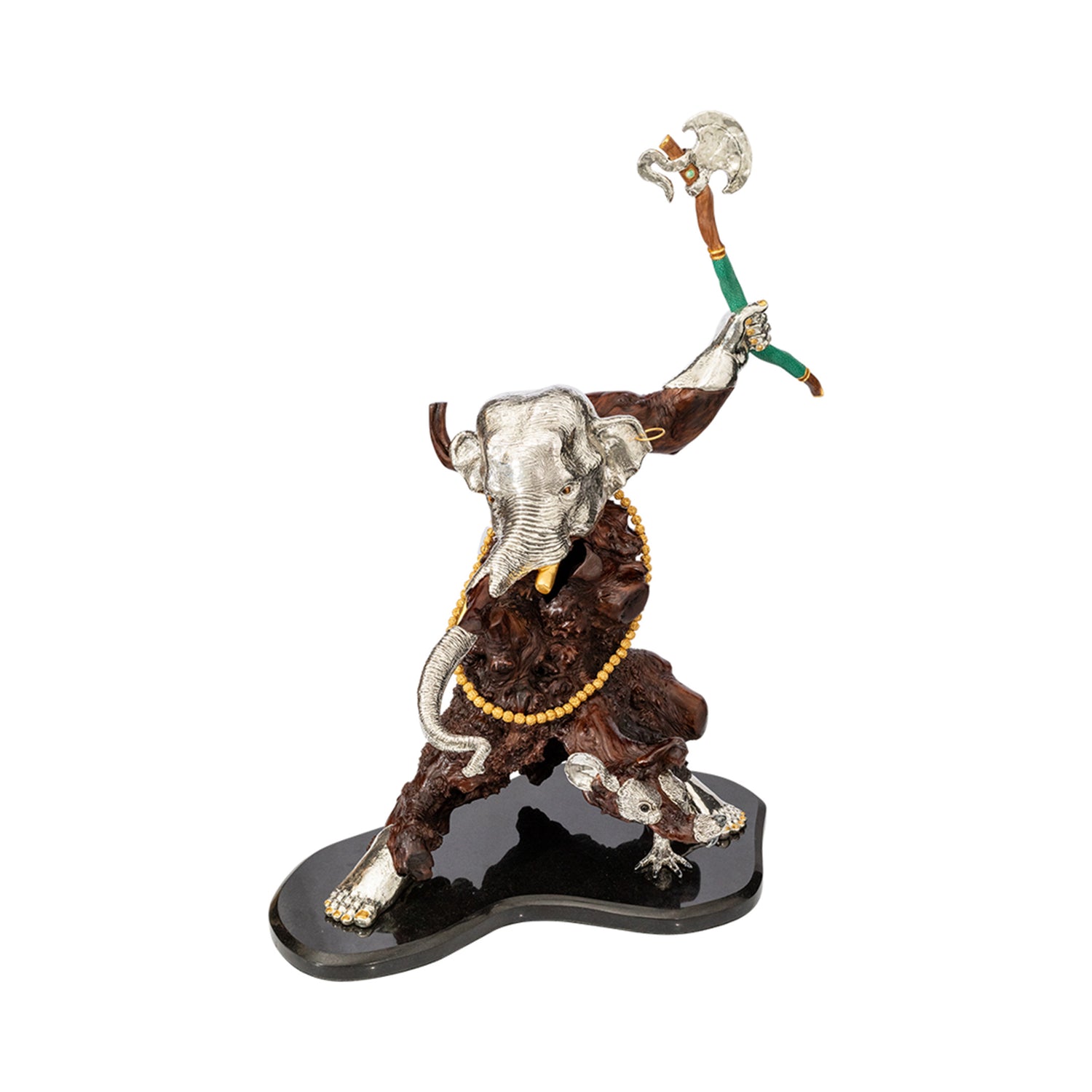 Ganesha Sculpture with Axe and Mushika Rat