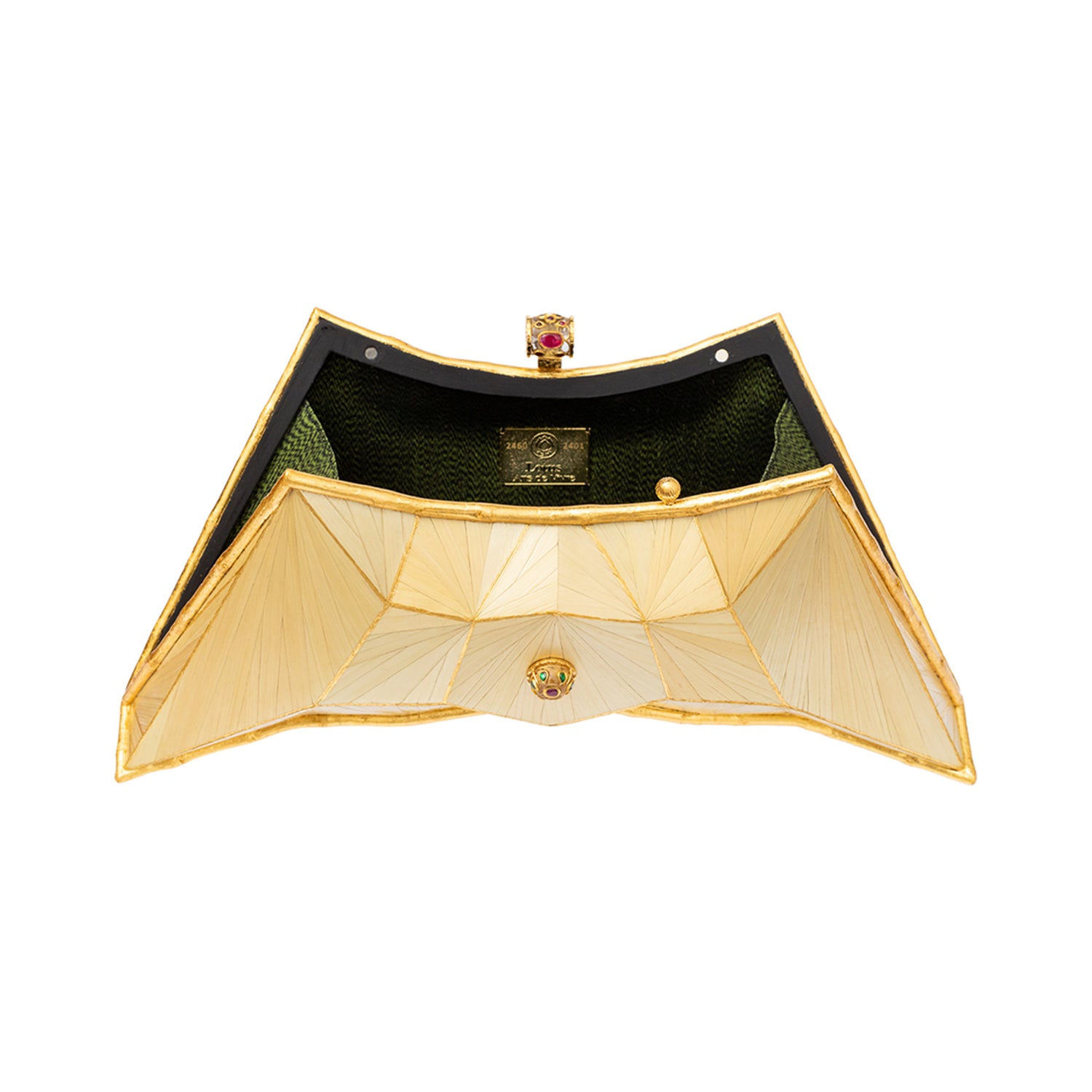 Marquetry Batman Clutch Bag with Crystal Kundan