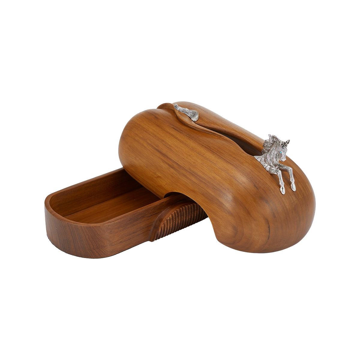 Wooden Tissue Box with Horse