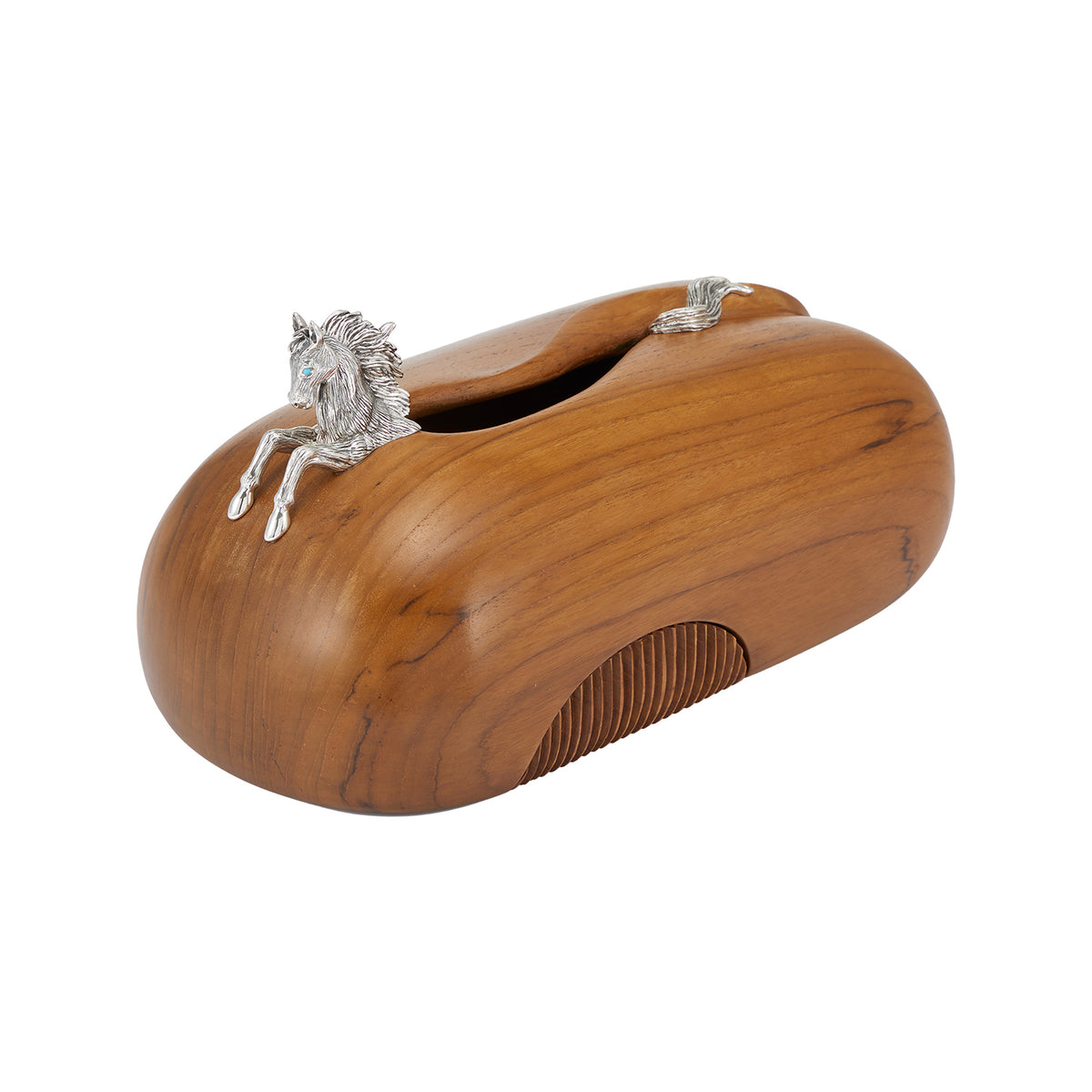 Wooden Tissue Box with Horse